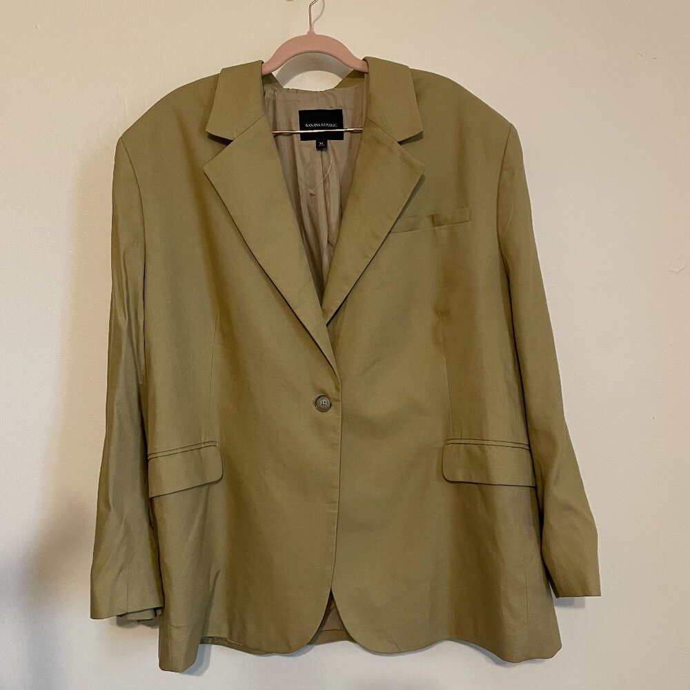 💃🏻 Banana Republic | Camel Brown Linen Blend Single-Button Suit Jacket XL